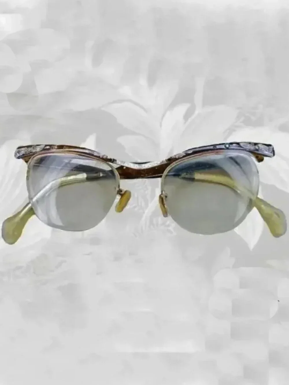 Vintage Cat Eye Glasses With Rhinestones 40s Retro Eyeglasses - Picture 9 of 10